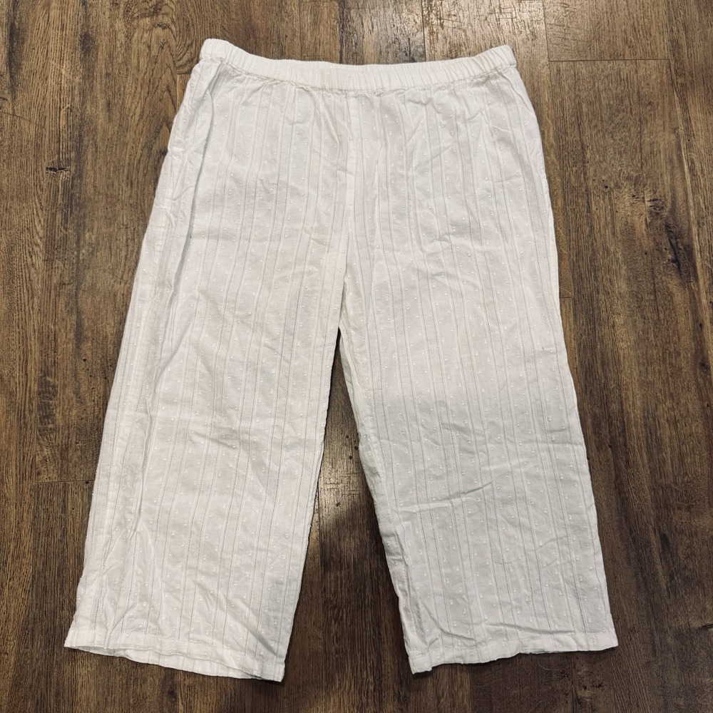 NWT SIGRID OLSEN 2 PC PAJAMA SET TOP & CROP PANTS WHITE Size Med Beachy - Picture 3 of 6